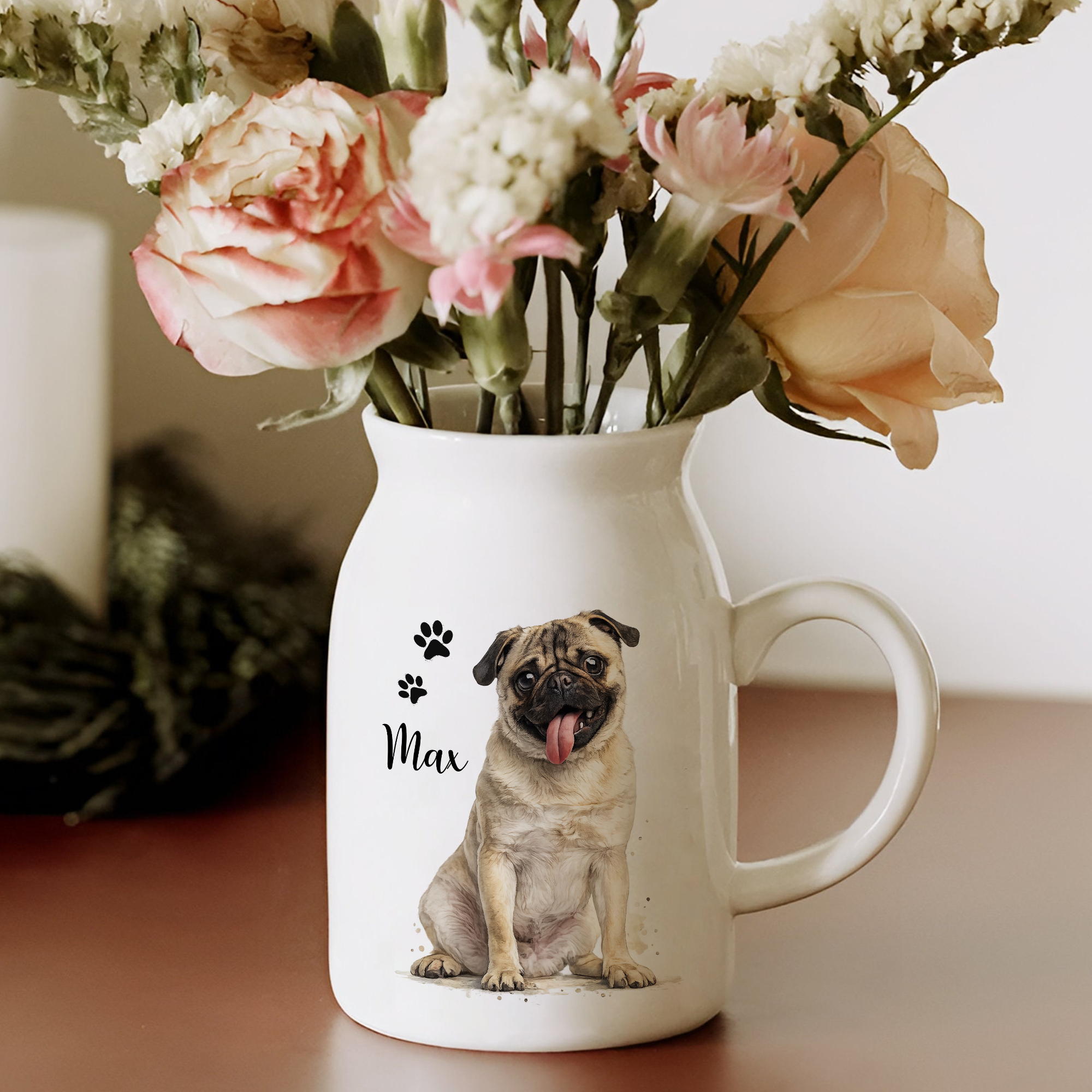 Personalized Pet Watercolor Ceramic Flower Vase Gift for Dog/Cat Lovers HN590 - Bloom Vase fix GradoCreations