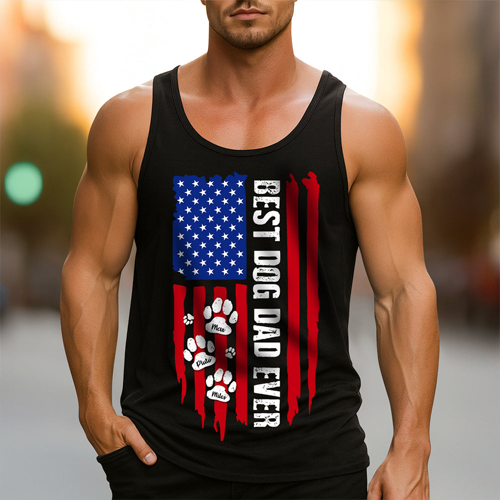 Personalized Best Dog Dad Ever Tank Top with Paw Design HN590 - Tanktop GradoCreations