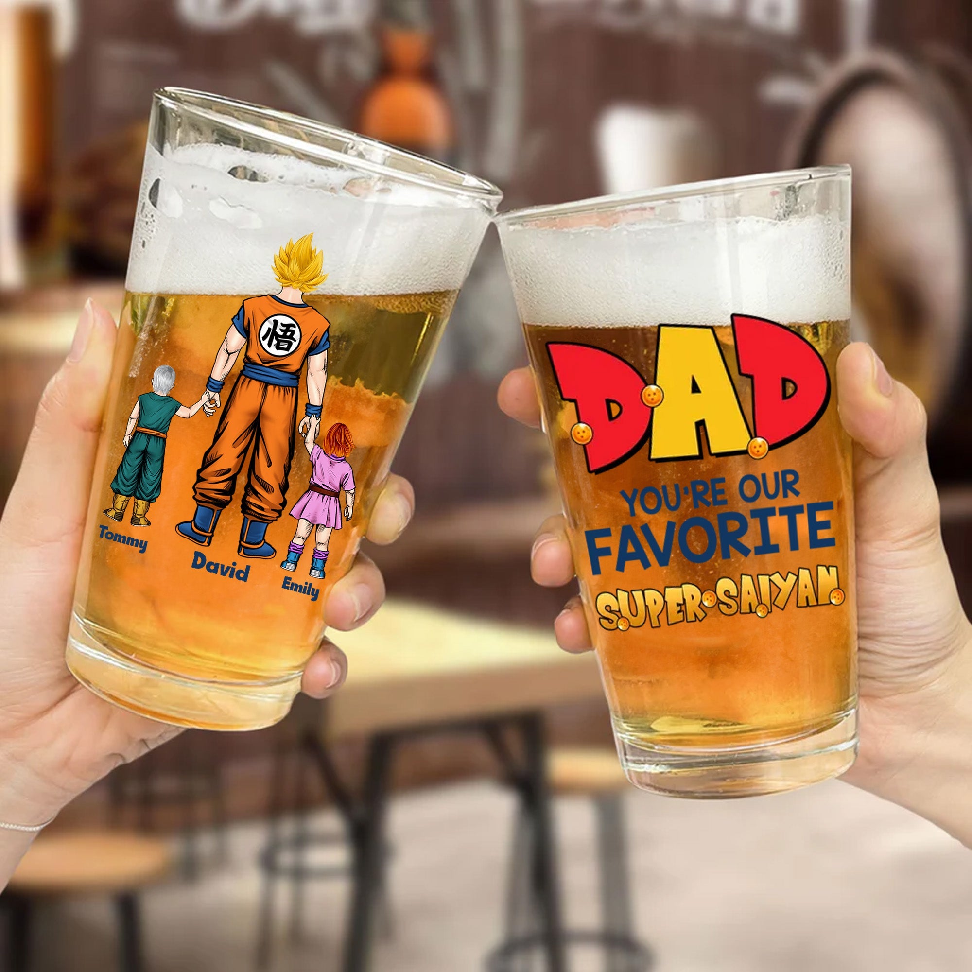 Personalized Beer Glass for Dad with Saiyan Design - Custom Gift Beer Glass GradoCreations