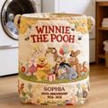 Personalized Quilted Laundry Basket Winnie the Pooh Gift for Kids Quilted Laundry Basket GradoCreations
