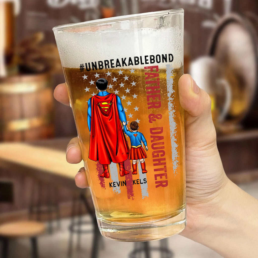 Personalized Beer Glass for Dad & Daughter Unbreakable Bond Gift Beer Glass GradoCreations