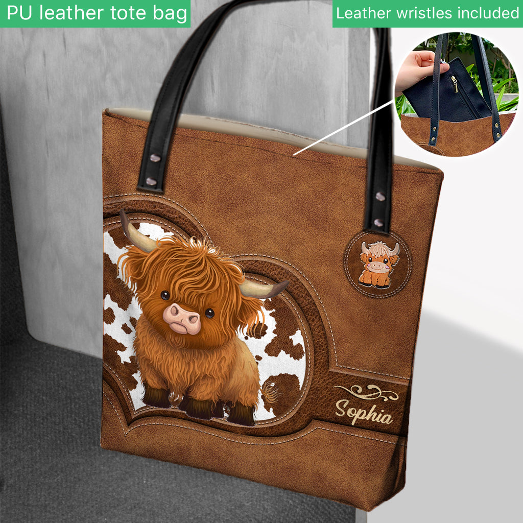 Personalized Highland Cow Tote Bag Unique Gift for Farmers