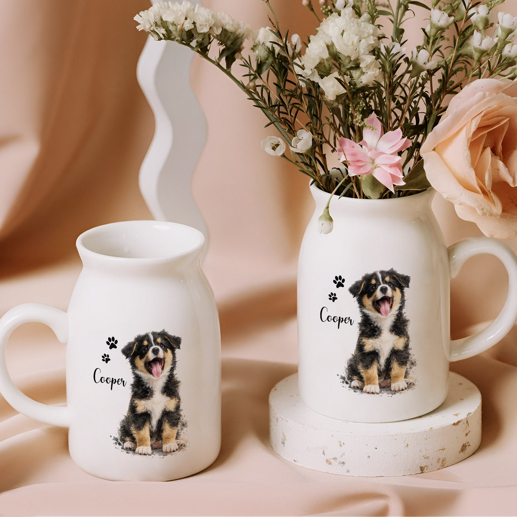 Personalized Pet Watercolor Ceramic Flower Vase Gift for Dog/Cat Lovers HN590 - Bloom Vase fix GradoCreations