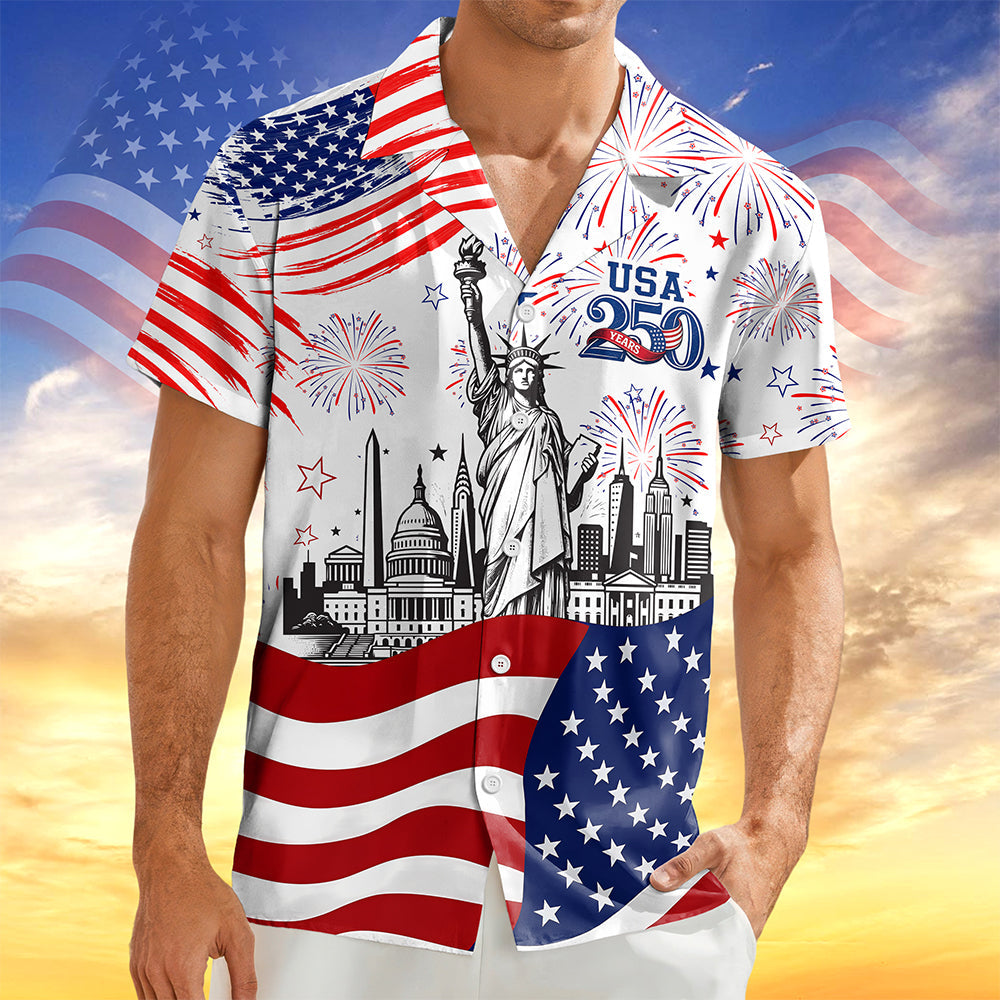 Personalized Statue of Liberty Hawaiian Shirt 4th of July Gift HN590 - AOP Hawai Shirt GradoCreations