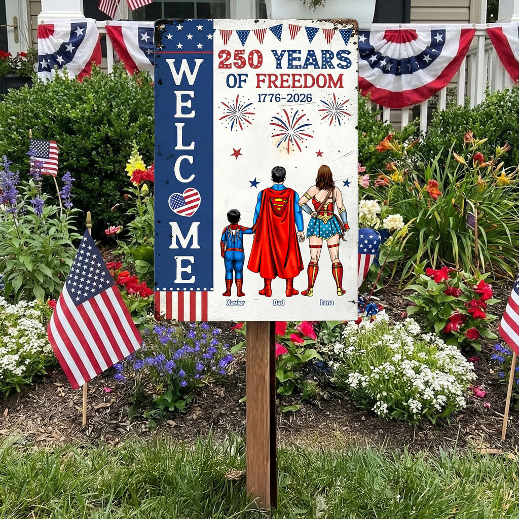 Personalized Super Hero Welcome Metal Sign Patriotic Gift for Family Metal Sign GradoCreations