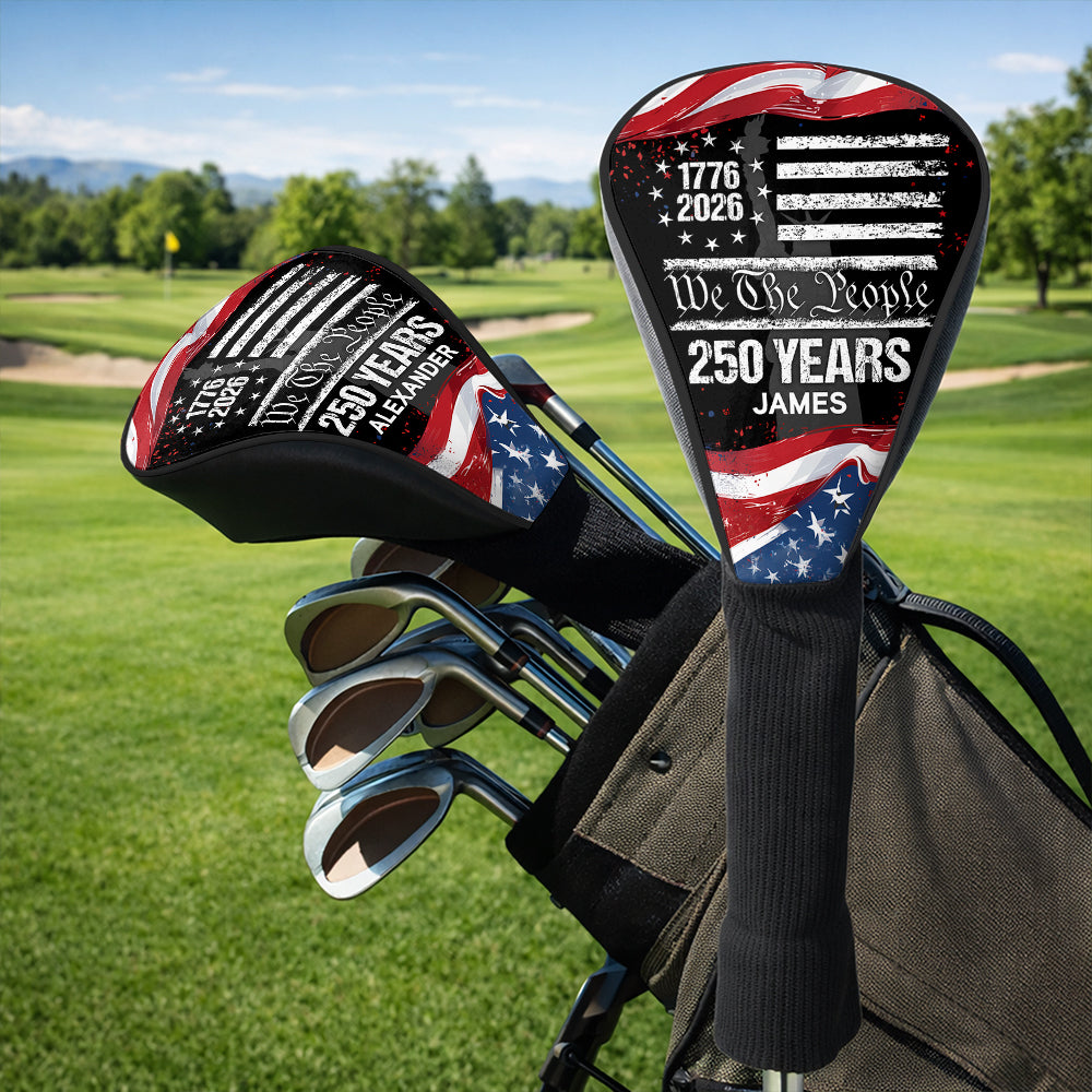 Personalized Golf Club Head Cover USA 250th Birthday Gift for Dad HN590 - Golf Club Head Cover GradoCreations