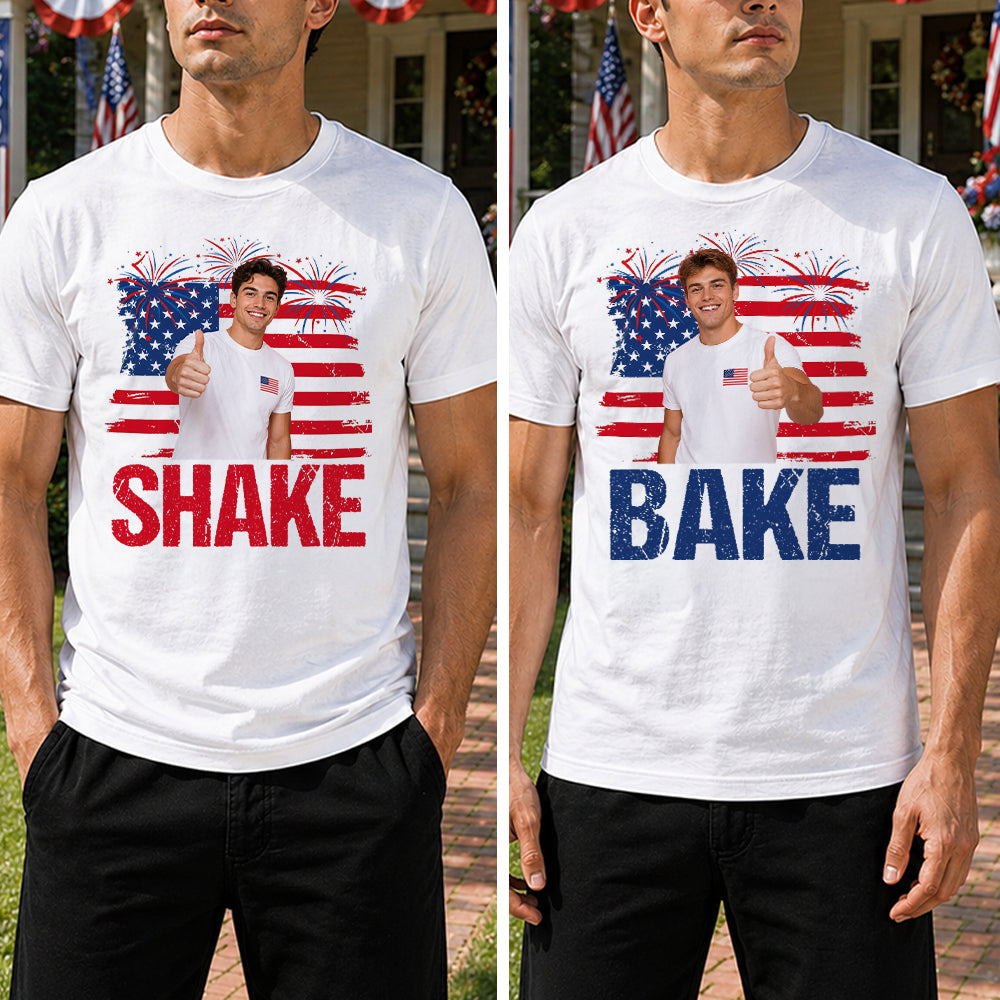 Personalized Photo Comfort Shirt American Flag Gift for Dad Comfort Shirt GradoCreations