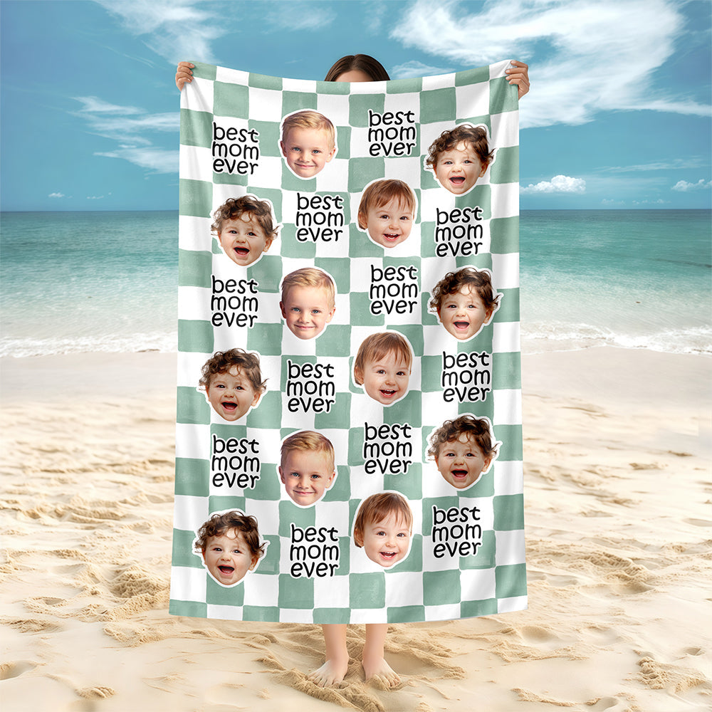 Personalized Beach Towel Custom Photo Best Dad Ever Gift HN590 - Beach Towels GradoCreations