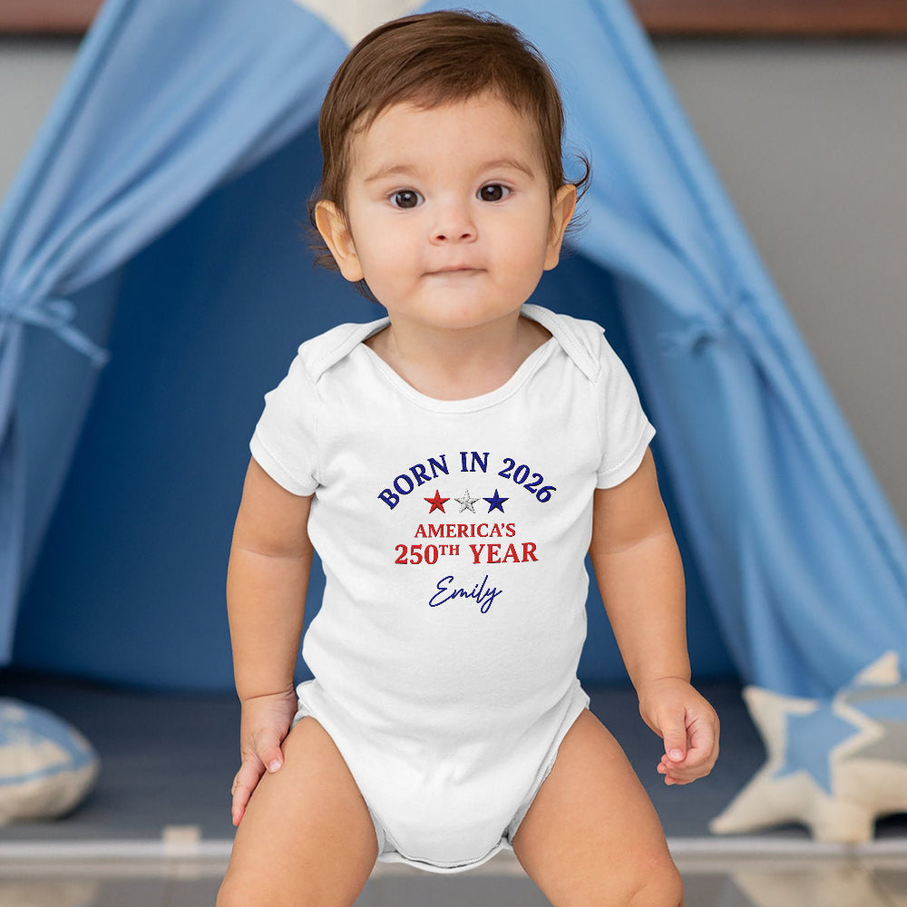 Personalized Baby Onesie Custom Name 250th Birthday Gift HN590 - Baby Shirt GradoCreations