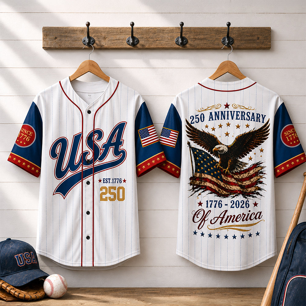 Personalized USA 250 Baseball Jersey Shirt Custom Name Gift for 4th of July Jersey Baseball Shirt GradoCreations