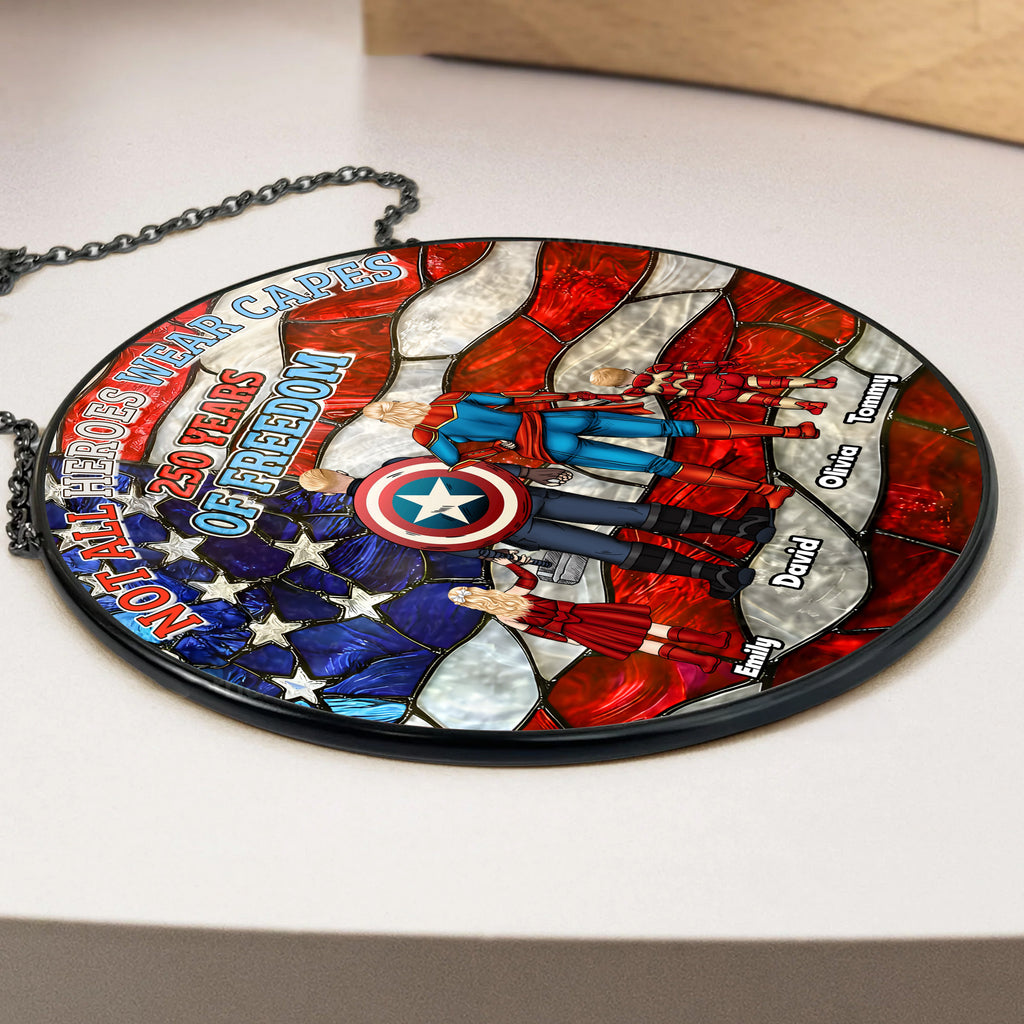 Personalized Stained Glass Suncatcher Patriotic Family Gift Stained Glass Suncatcher GradoCreations
