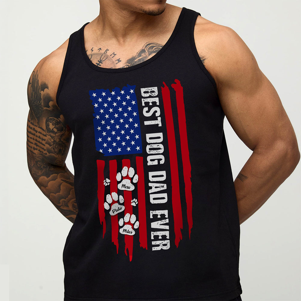 Personalized Best Dog Dad Ever Tank Top with Paw Design HN590 - Tanktop GradoCreations