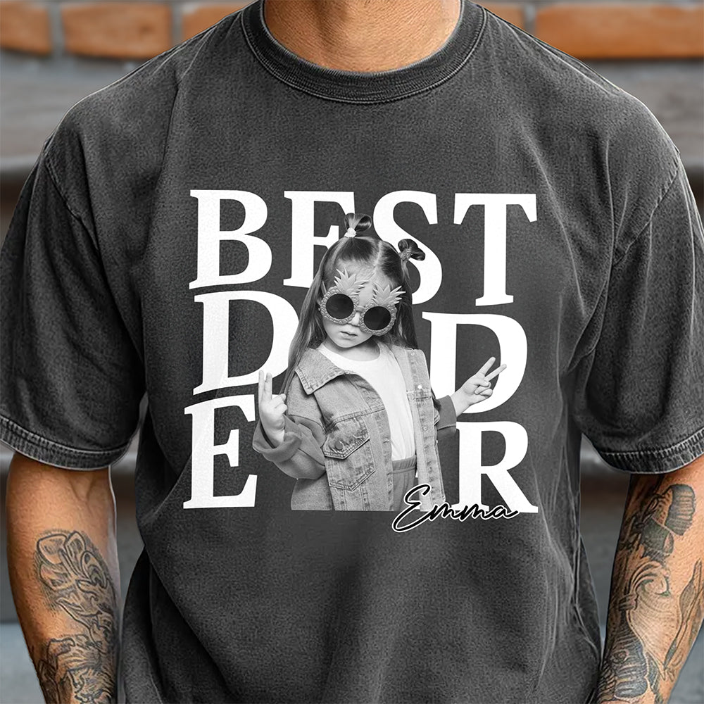 Personalized Photo Shirt Best Dad Ever Gift for Father's Day Comfort Shirt GradoCreations