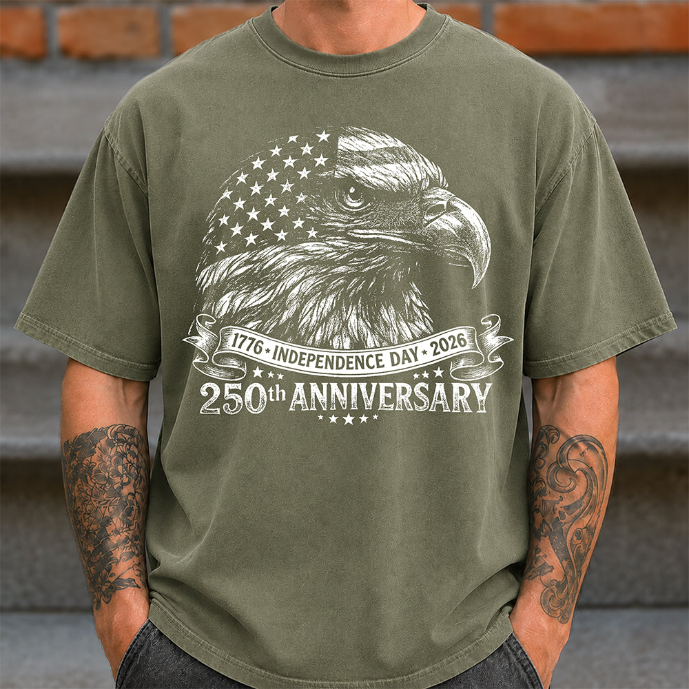 Personalized Vintage Bald Eagle Independence Day Comfort Shirt for Dad Comfort Shirt GradoCreations
