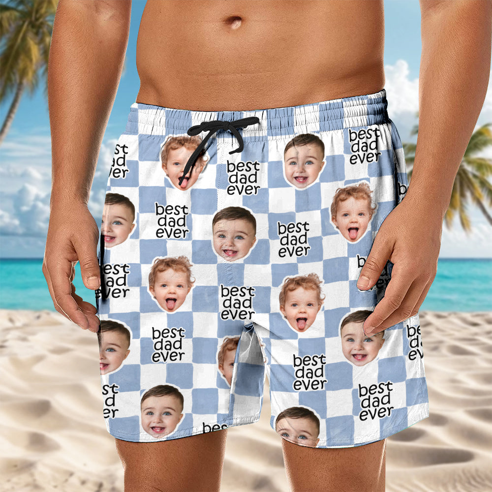 Personalized Beach Shorts Custom Photo Gift for Dad Family HN590 - Beach-Shorts GradoCreations