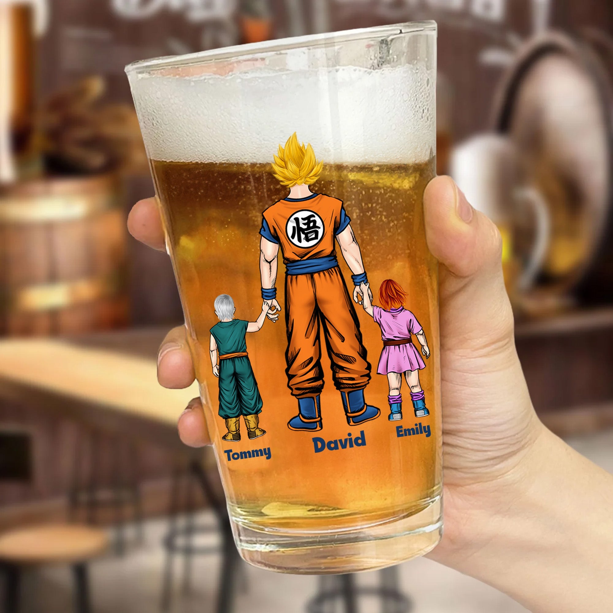 Personalized Beer Glass for Dad with Saiyan Design - Custom Gift Beer Glass GradoCreations
