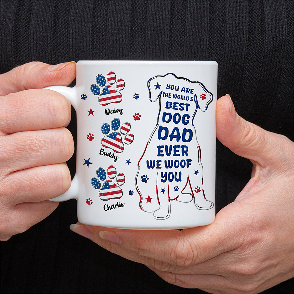 Personalized Dog Dad Mug American Flag Gift for Dog Lover HN590 - mug GradoCreations