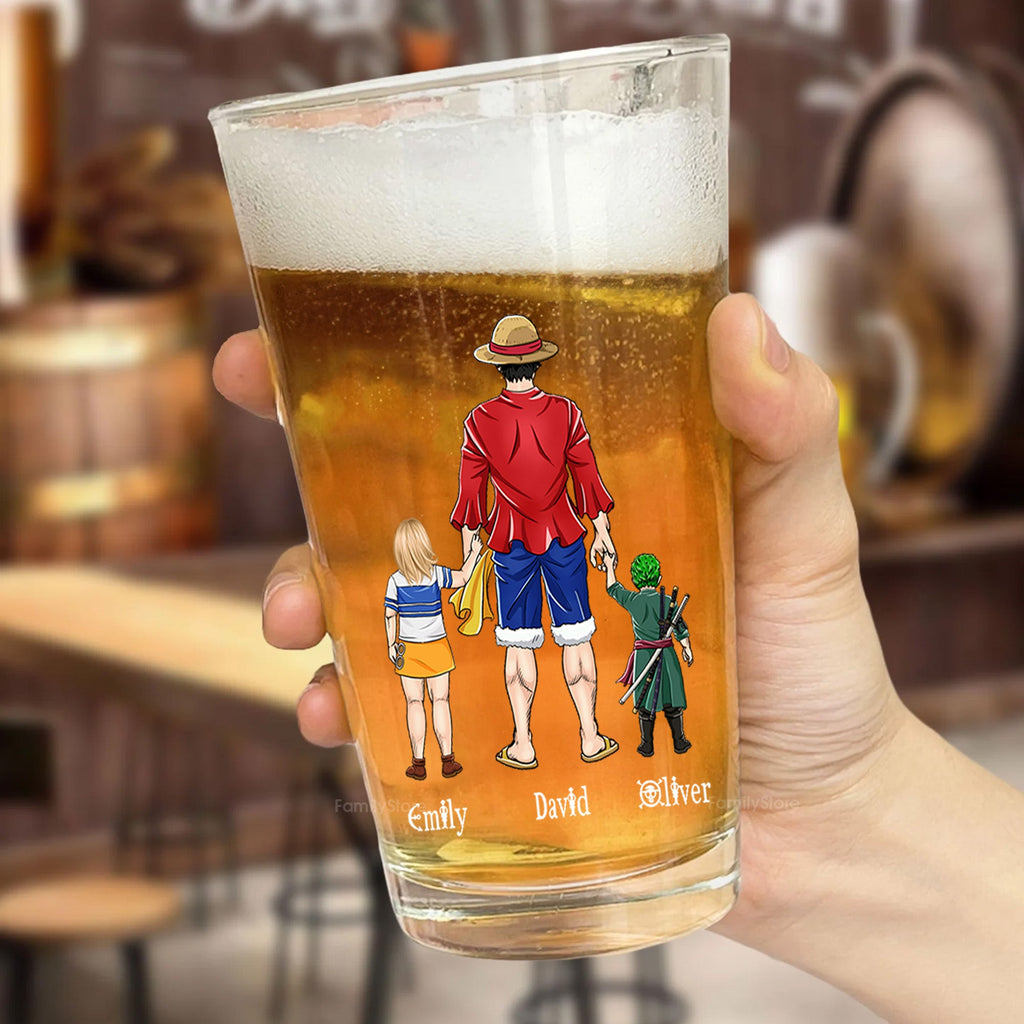 Personalized Pirate Dad Beer Glass Custom Name Gift for Dad