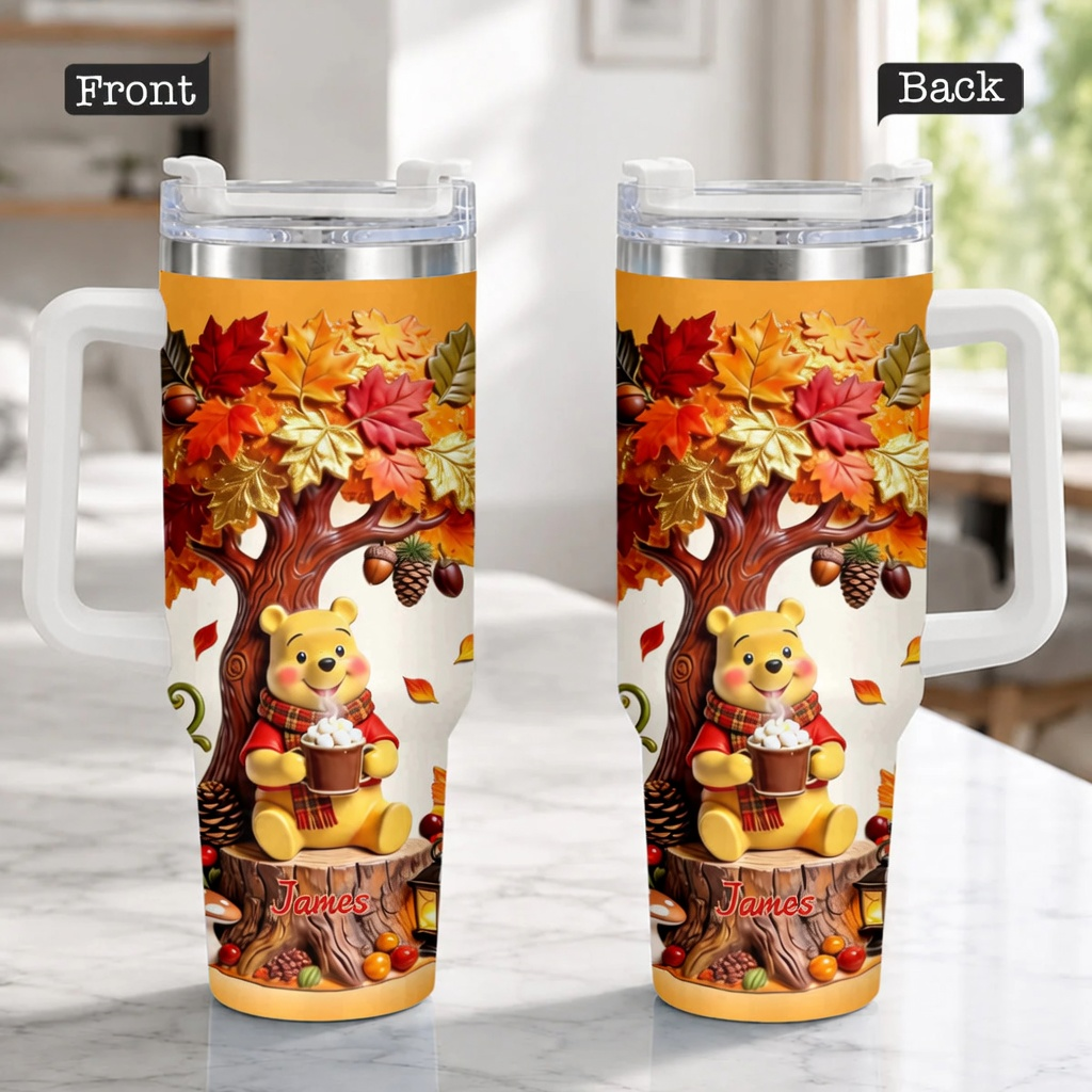 Personalized Fall Tumbler with Honey Bear Design Gift for Mom