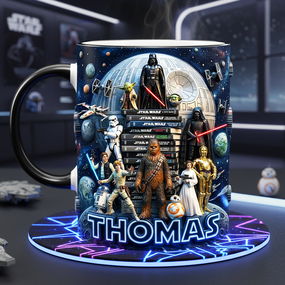 Personalized Galaxy Star Characters Mug Custom Name Gift for Movie Fans