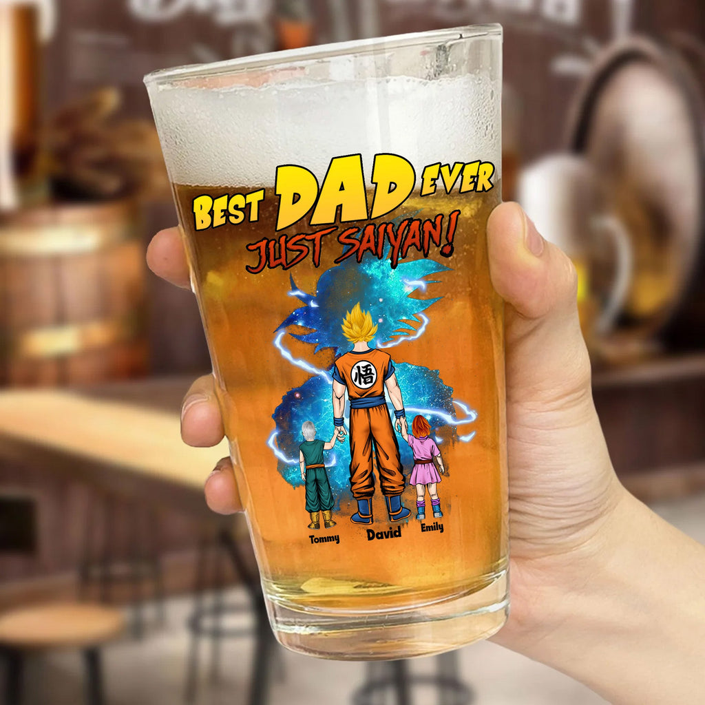 Personalized Beer Glass with Saiyan Design for Dad Gift Beer Glass GradoCreations