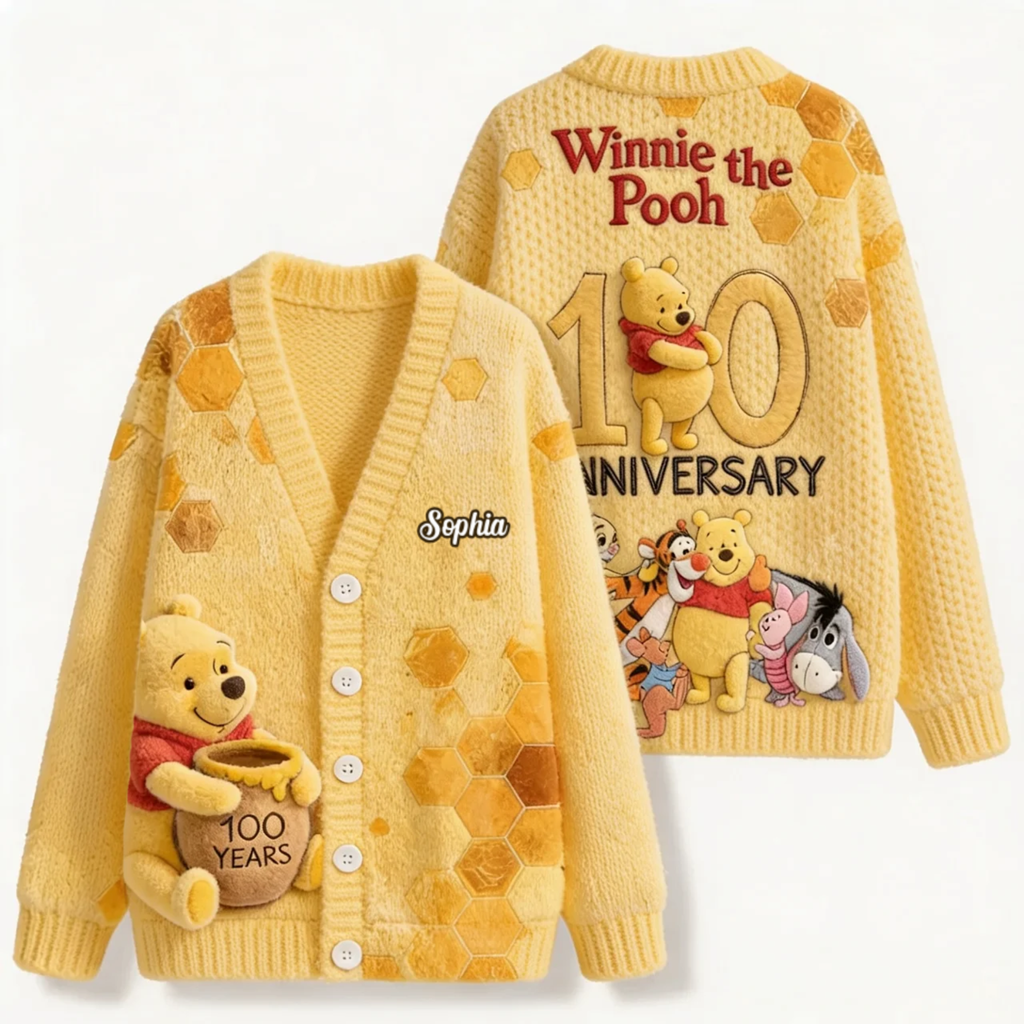 Personalized Winnie the Pooh Cardigan Custom Name Gift for Her Cardigan GradoCreations