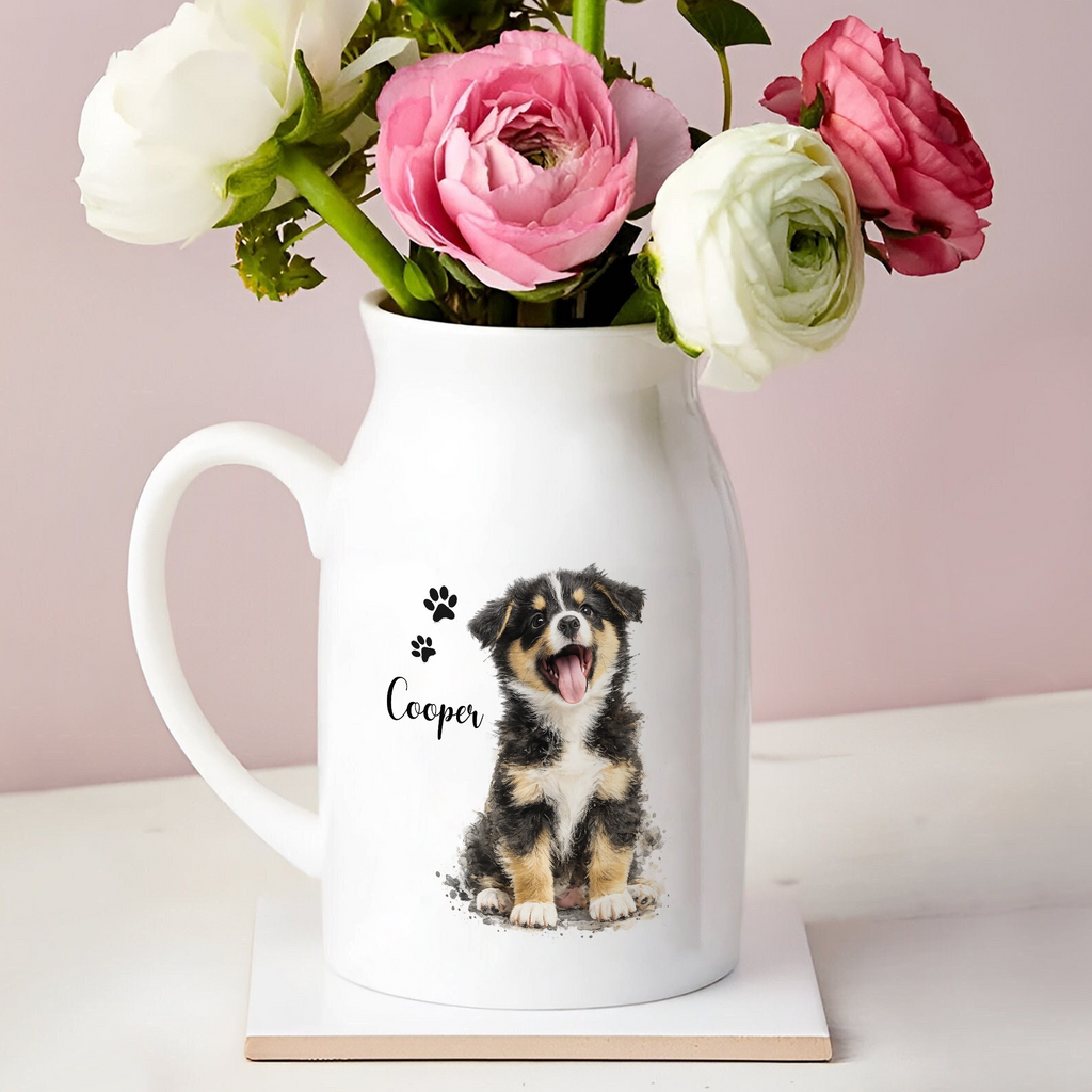 Personalized Pet Watercolor Ceramic Flower Vase Gift for Dog/Cat Lovers HN590 - Bloom Vase fix GradoCreations