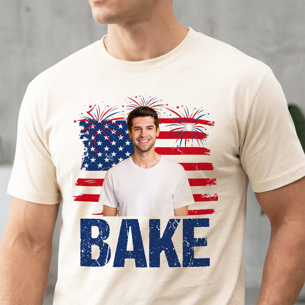 Personalized Photo Comfort Shirt American Flag Gift for Dad Comfort Shirt GradoCreations