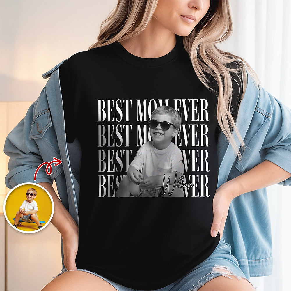 Personalized Vintage Photo T-Shirt Best Mom Ever Gift for Mother's Day HN590 - Tshirt GradoCreations