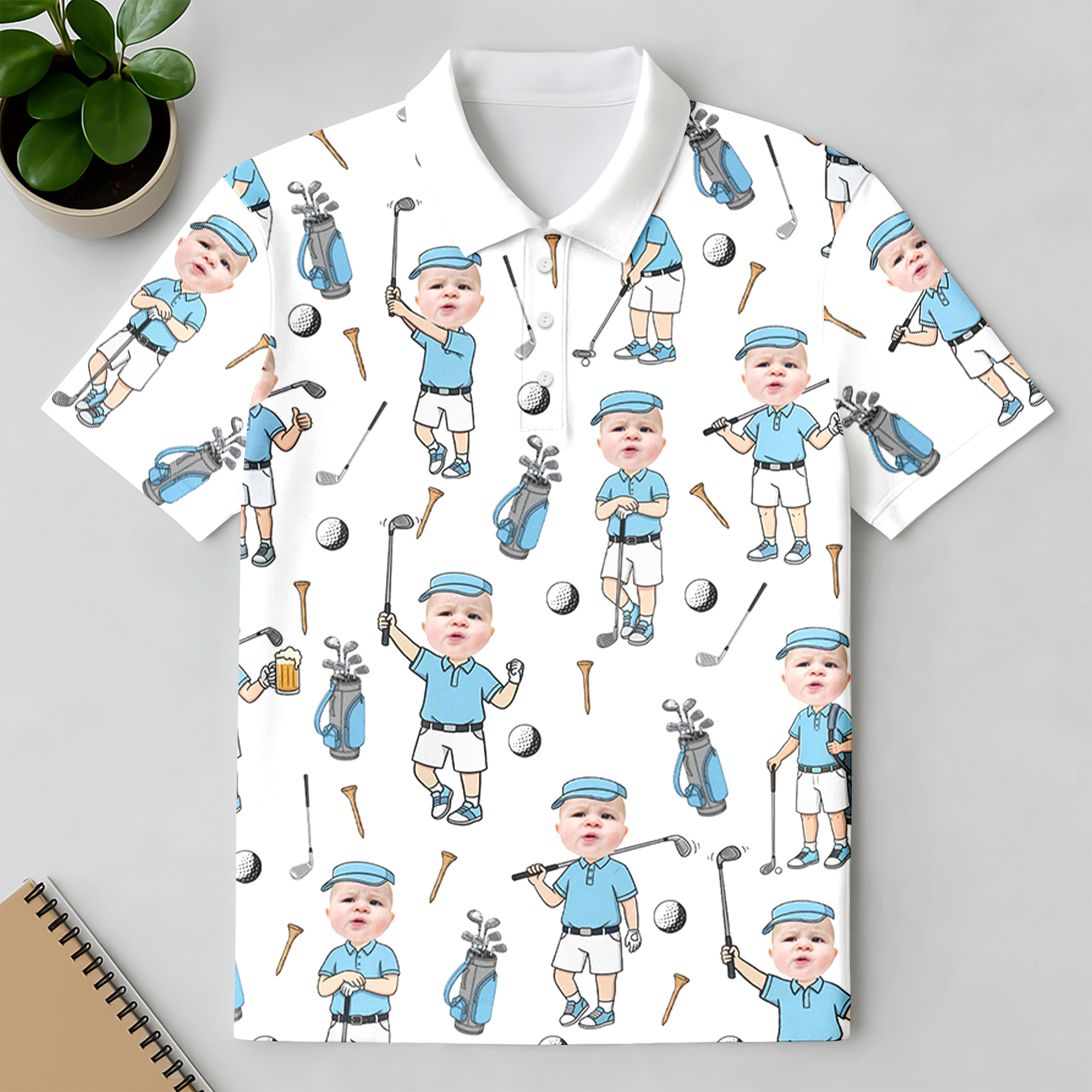Personalized Photo Golf Polo Shirt Custom Gift for Dad HN590 - Men's Polo Shirt GradoCreations