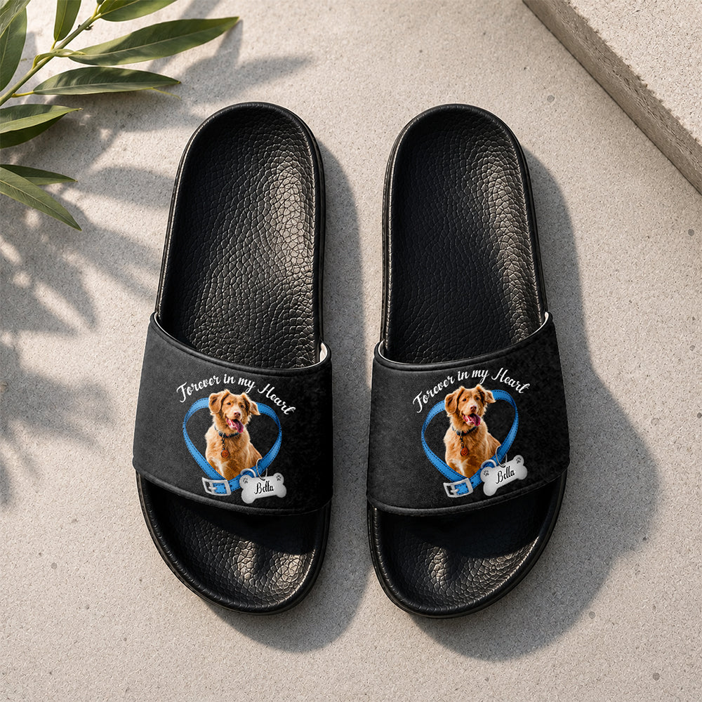 Personalized Dog Photo Memorial Slide Sandals Gift for Dog Dad HN590 - Slide Sandals GradoCreations
