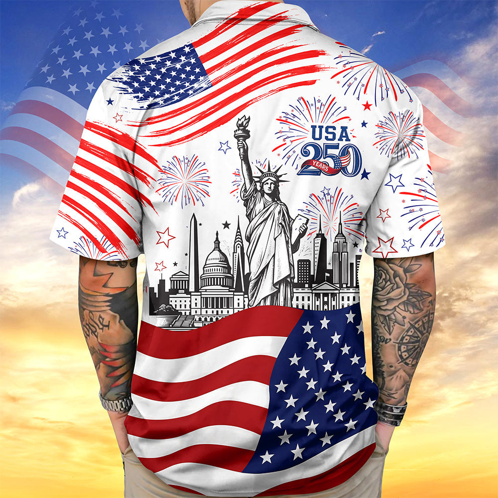 Personalized Statue of Liberty Hawaiian Shirt 4th of July Gift HN590 - AOP Hawai Shirt GradoCreations