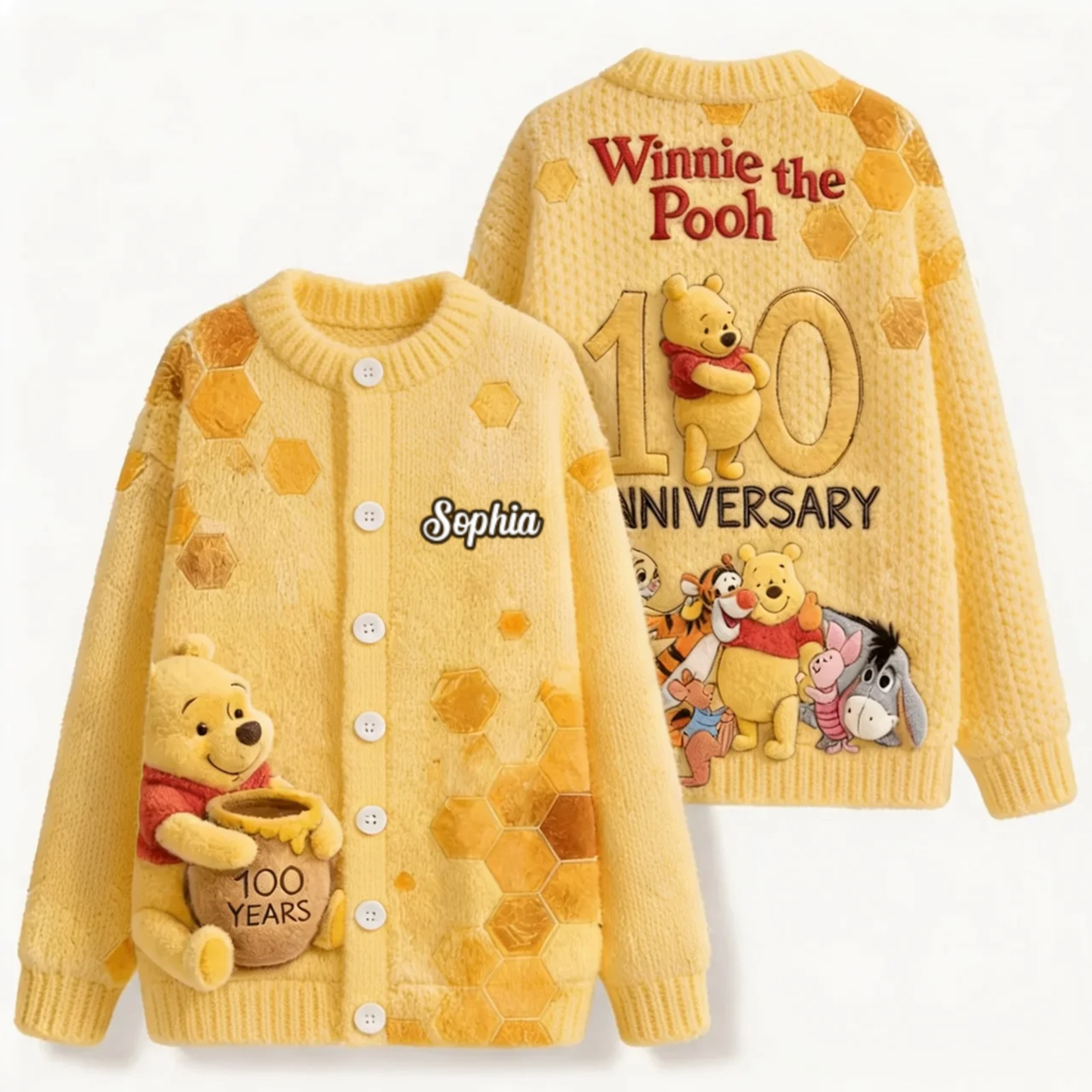Personalized Winnie the Pooh Cardigan Custom Name Gift for Her Cardigan GradoCreations