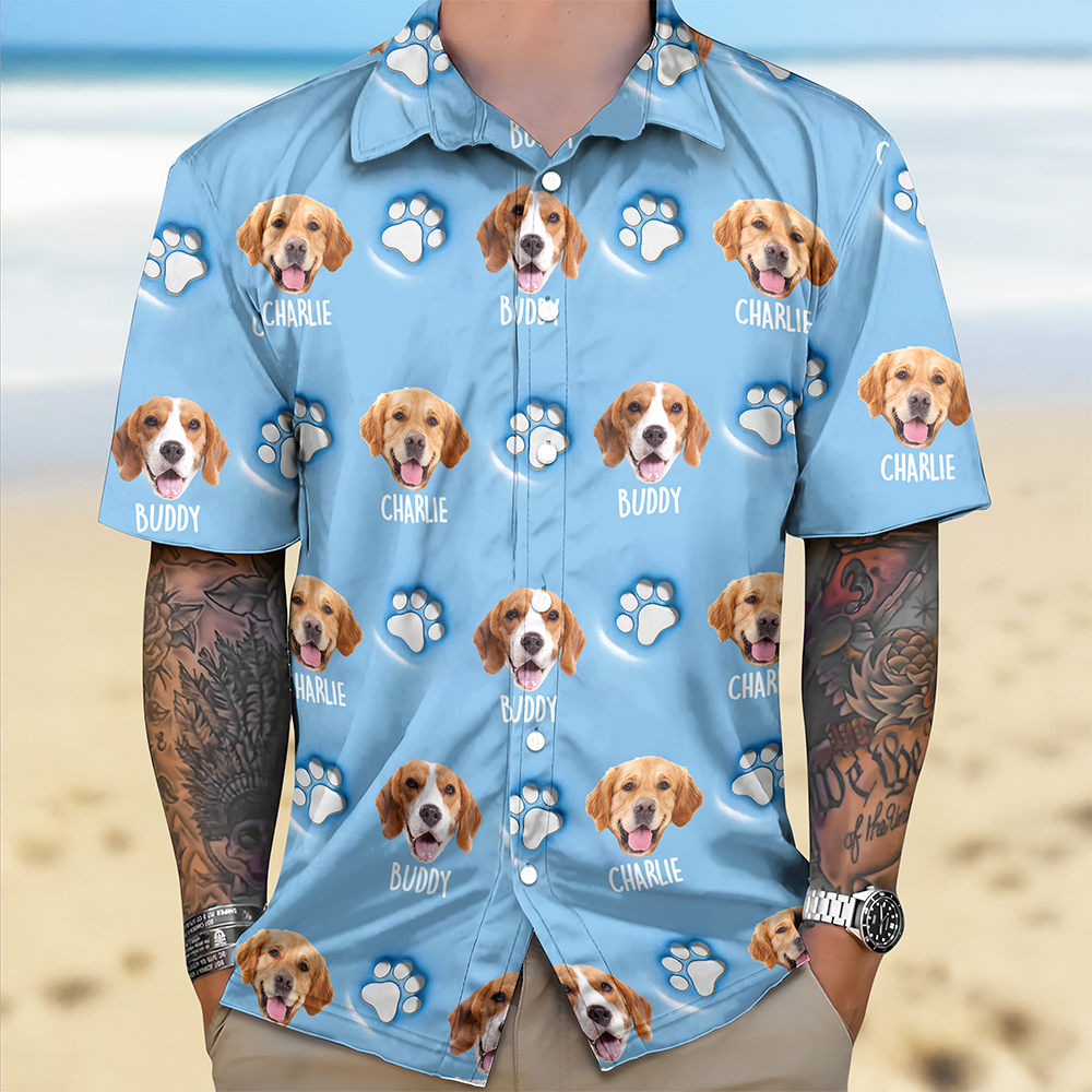 Personalized Dog Face Hawaiian Shirt Custom Dog Photo Gift HN590 - AOP Hawai Shirt GradoCreations