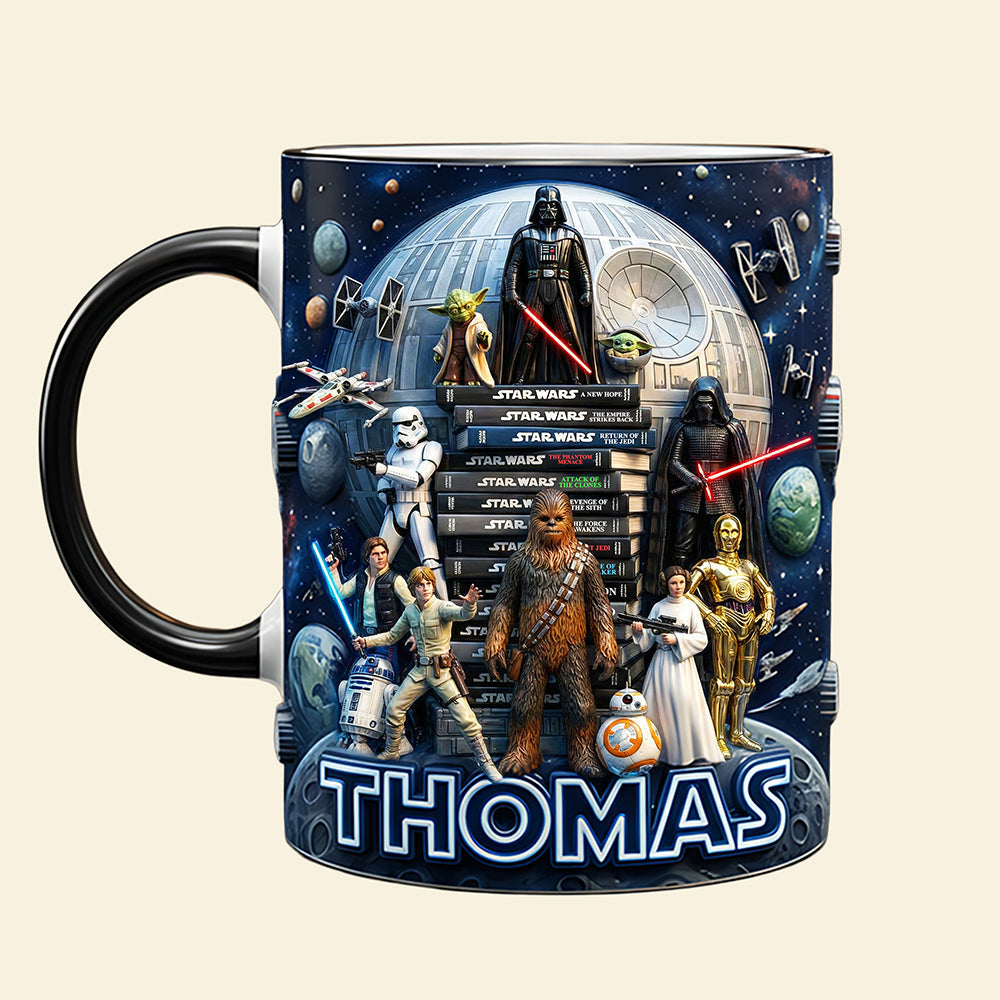 Personalized Galaxy Star Characters Mug Custom Name Gift for Movie Fans