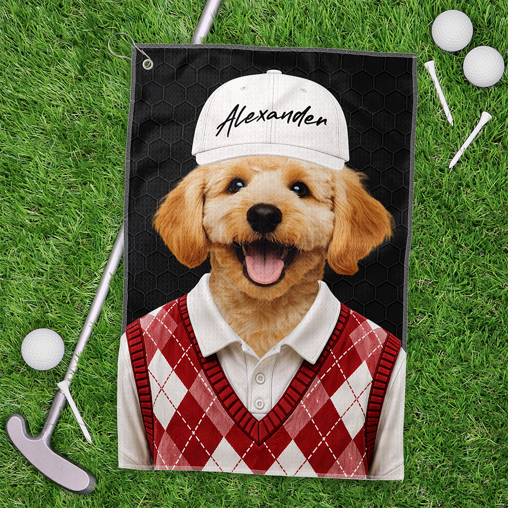 Custom Photo Golf Towel Personalized Gift for Dog Cat Dad Mom HN590 - Golf Towel GradoCreations