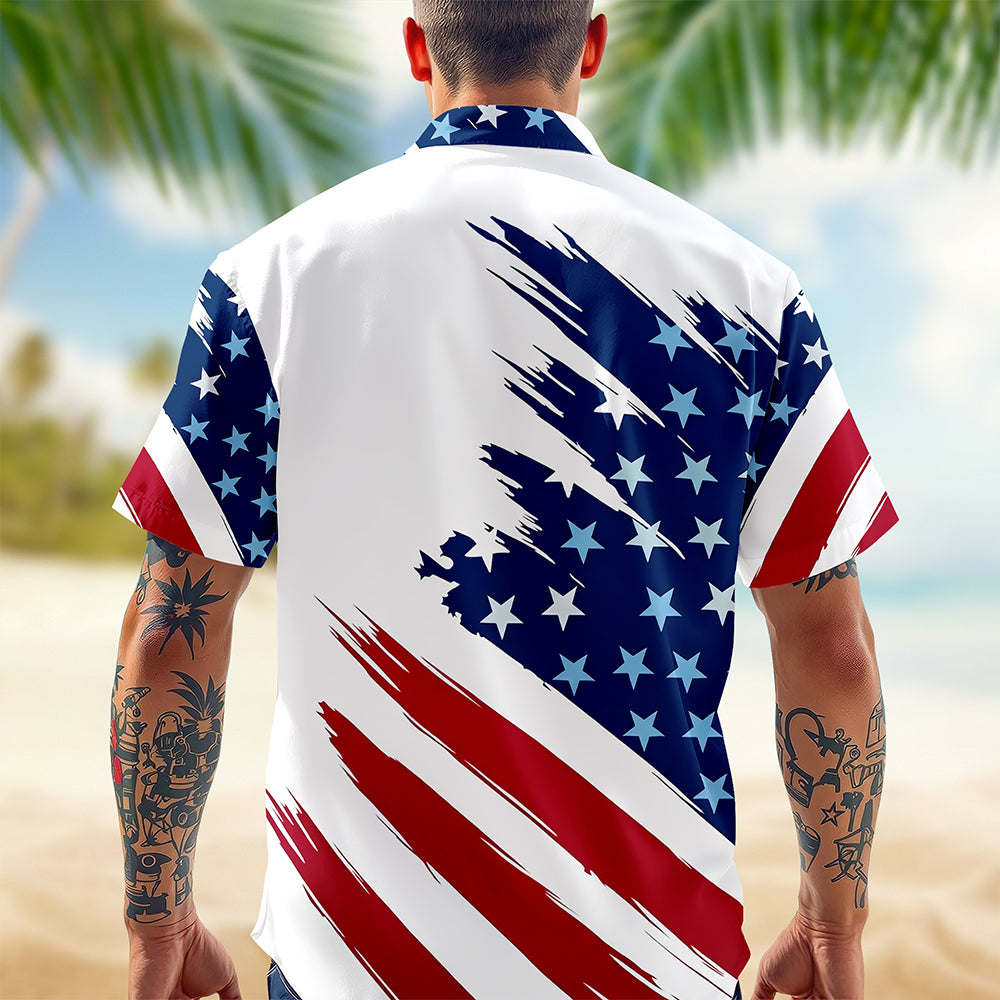 Personalized Patriotic Hawaii Shirt American Flag 4th of July Gift HN590 - AOP Hawai Shirt GradoCreations