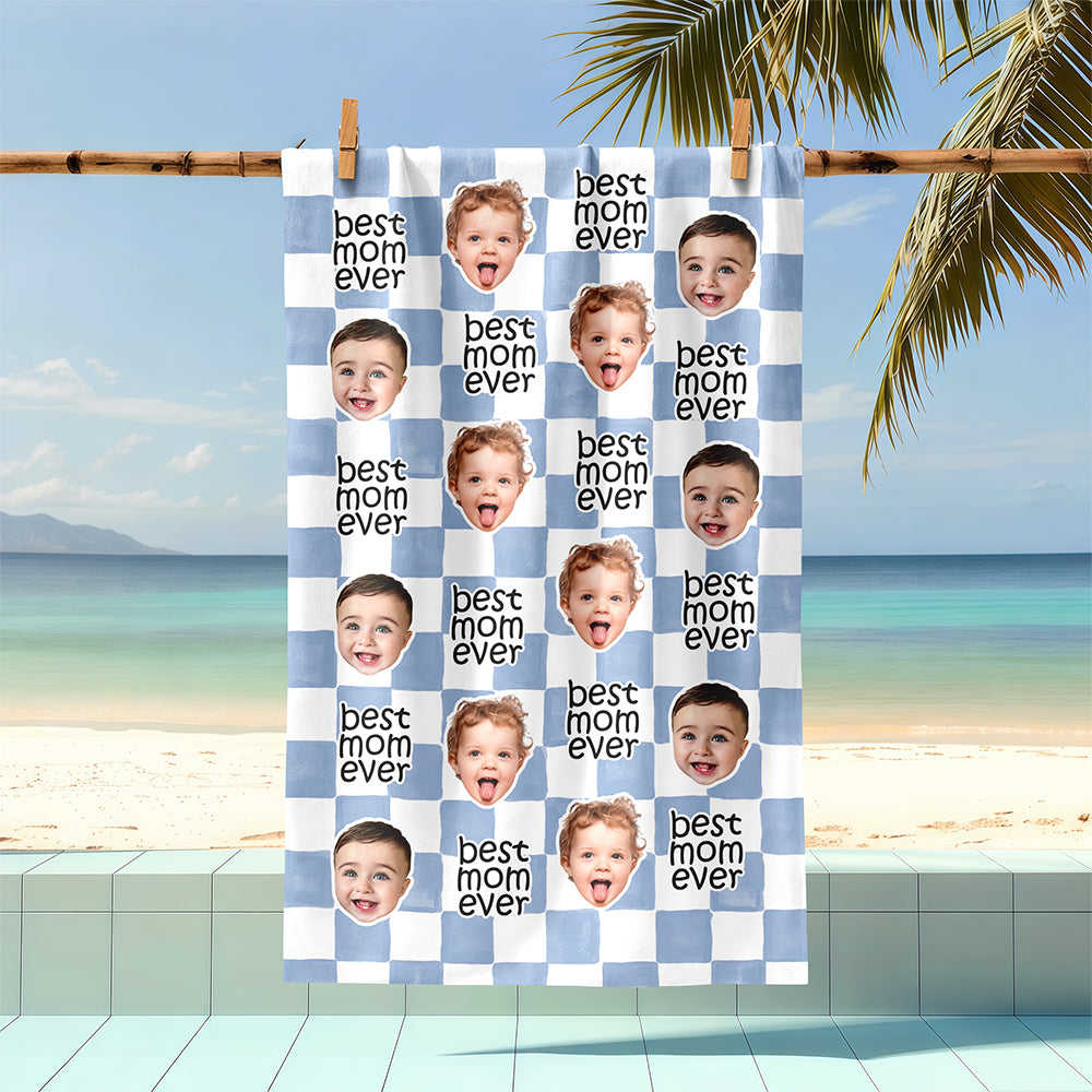 Personalized Beach Towel Custom Photo Best Dad Ever Gift HN590 - Beach Towels GradoCreations