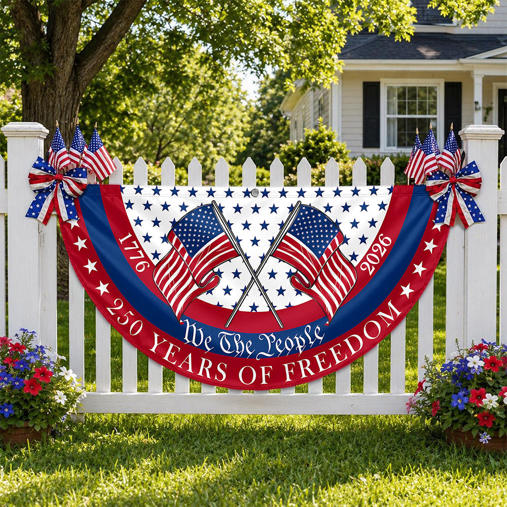 Personalized 250 Years of Freedom America Flag Family Gift for 4th of July HN590 - Non-Pleated Fan Flag GradoCreations
