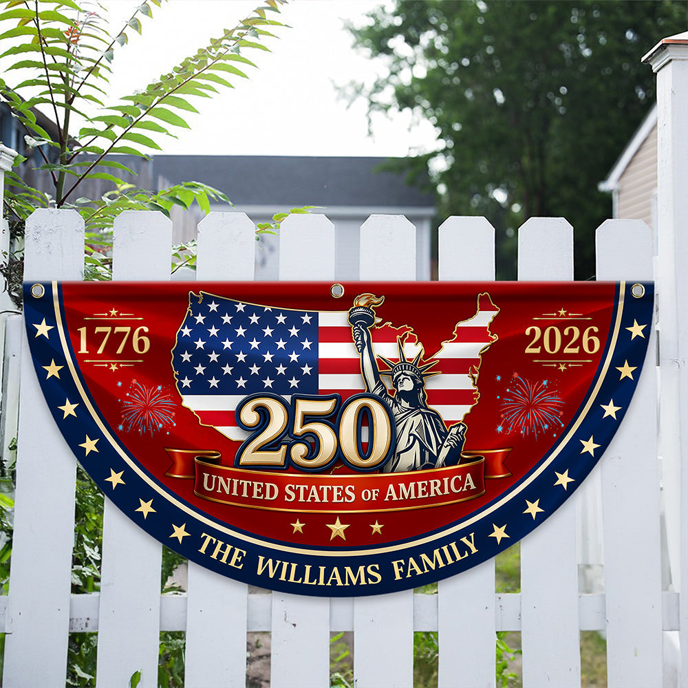 Personalized Family Name Flag Custom 4th of July Gift HN590 - Non-Pleated Fan Flag GradoCreations