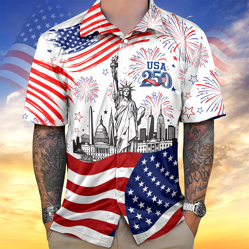 Personalized Statue of Liberty Hawaiian Shirt 4th of July Gift HN590 - AOP Hawai Shirt GradoCreations