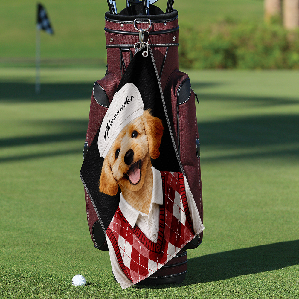 Custom Photo Golf Towel Personalized Gift for Dog Cat Dad Mom HN590 - Golf Towel GradoCreations