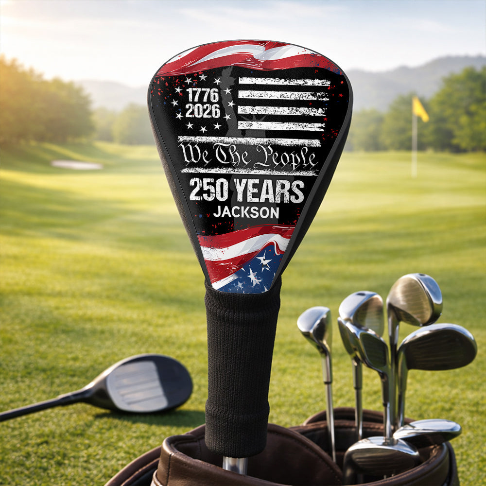Personalized Golf Club Head Cover USA 250th Birthday Gift for Dad HN590 - Golf Club Head Cover GradoCreations