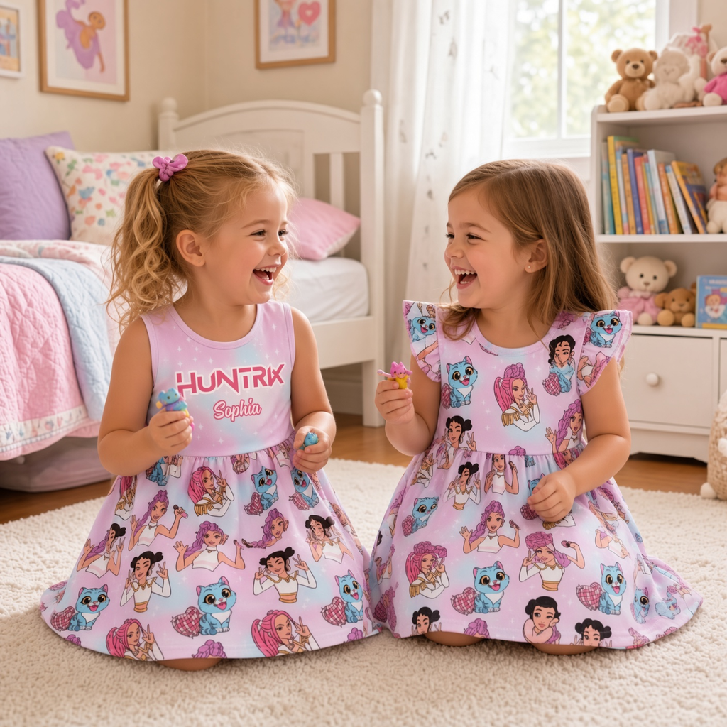 Personalized Fantasy Girl Dress for Kids with Custom Name Gift for Daughter Kid Dress GradoCreations