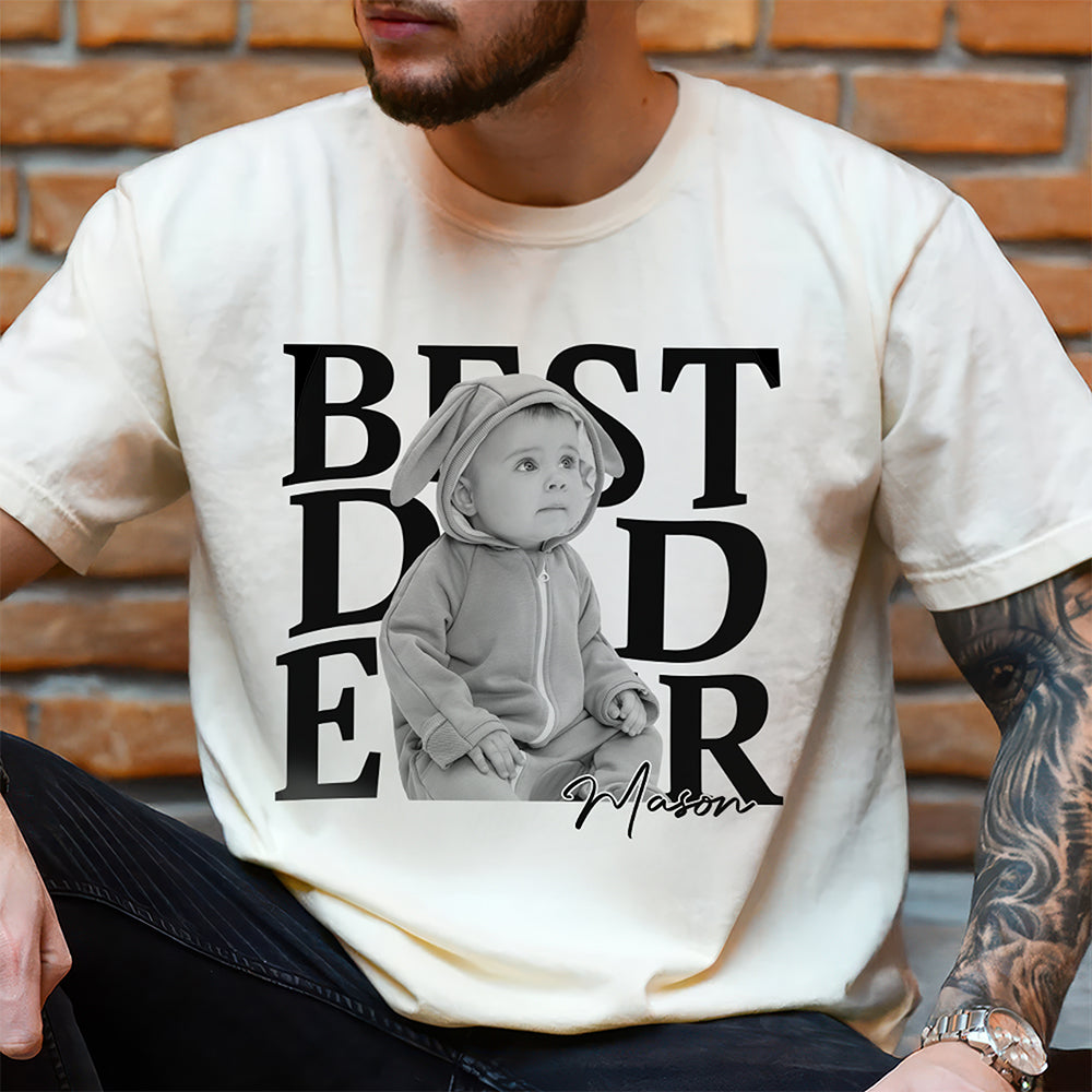 Personalized Photo Shirt Best Dad Ever Gift for Father's Day Comfort Shirt GradoCreations