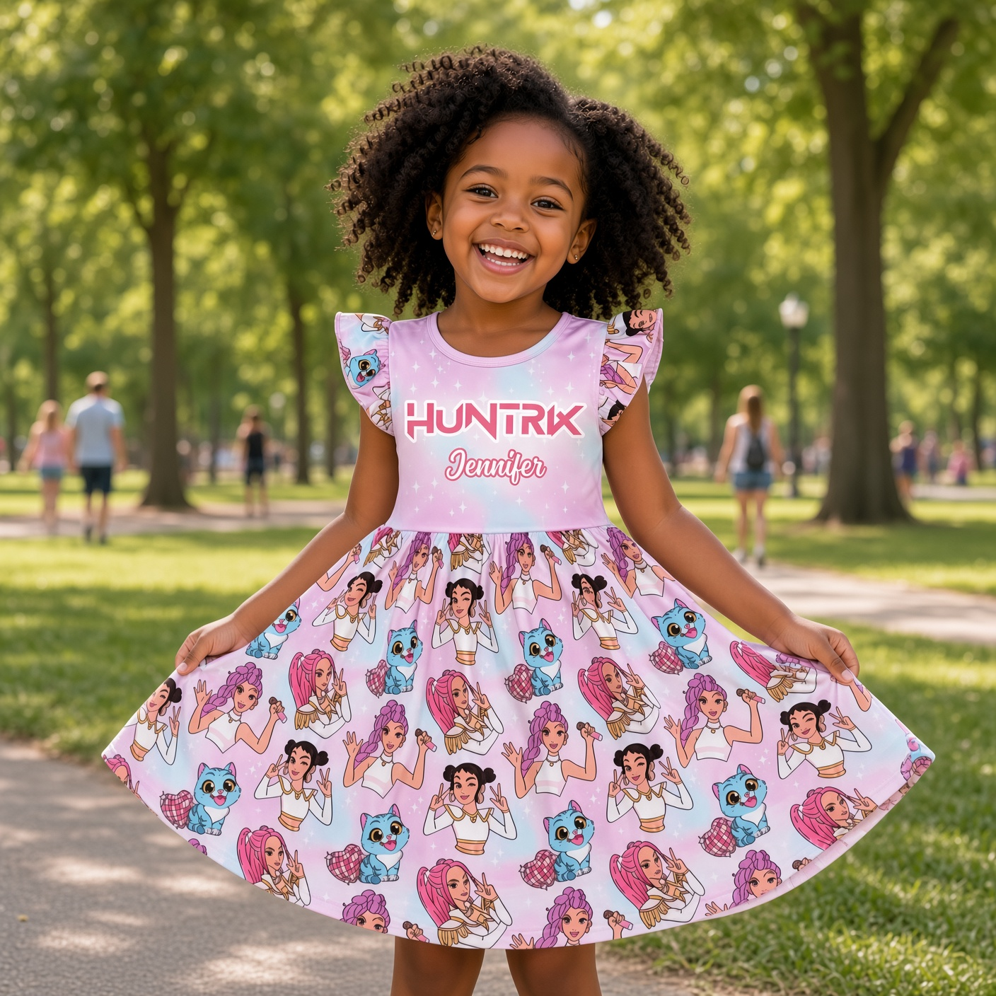 Personalized Fantasy Girl Dress for Kids with Custom Name Gift for Daughter Kid Dress GradoCreations