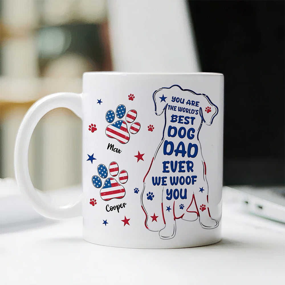 Personalized Dog Dad Mug American Flag Gift for Dog Lover HN590 - mug GradoCreations