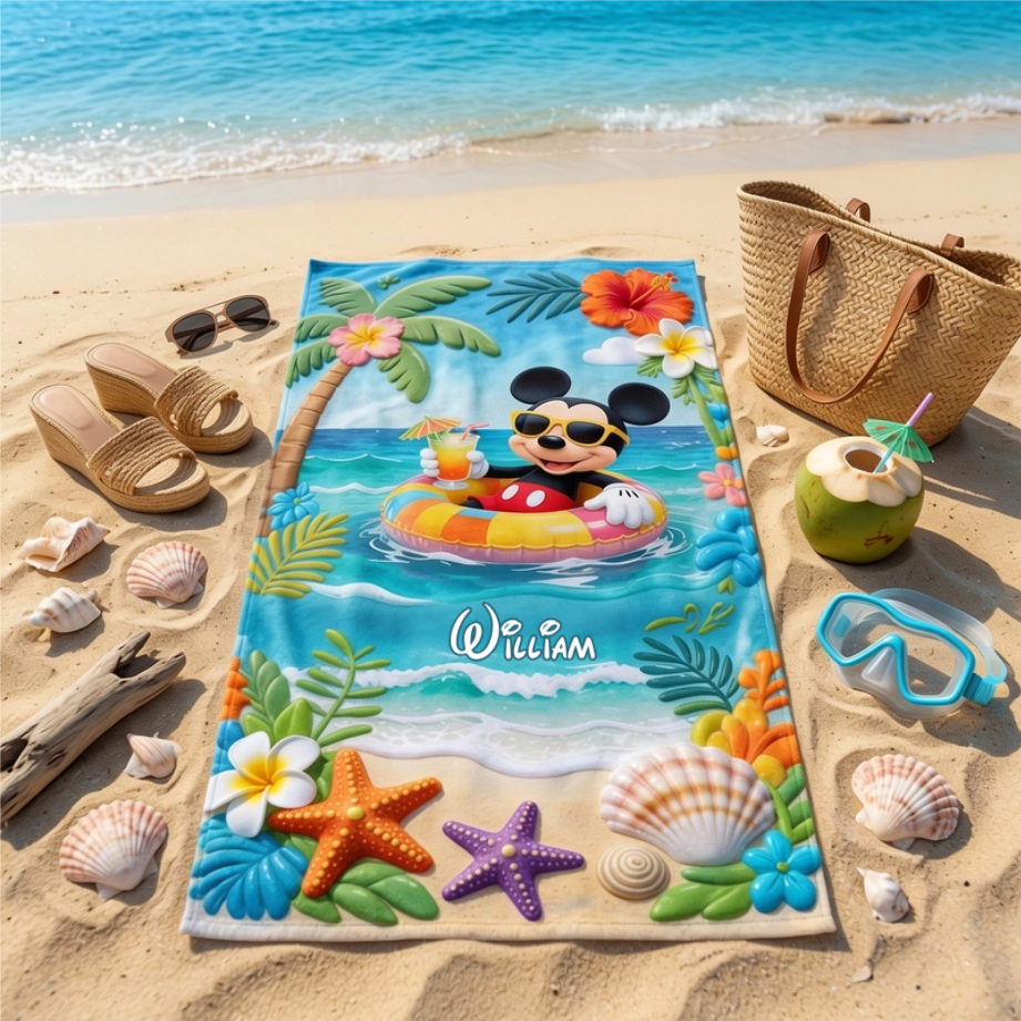Personalized Beach Towel with Summer Vibes for Travelers