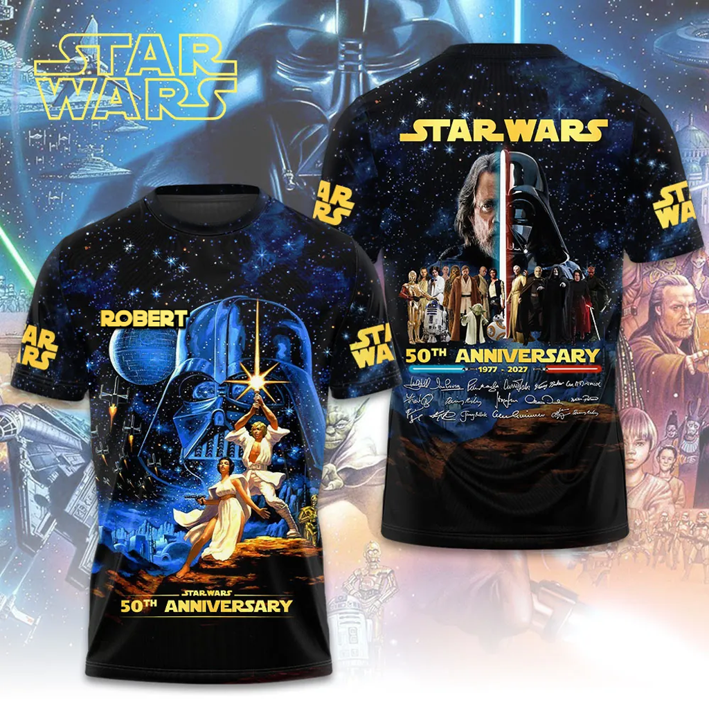 Personalized Star Wars 50th Anniversary AOP Shirt Gift for Fans