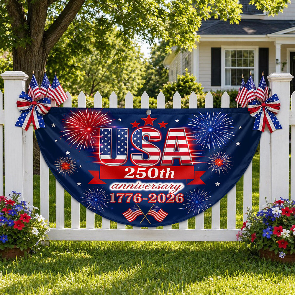 Personalized USA 250th Anniversary Fan Flag Custom Gift HN590 - Non-Pleated Fan Flag GradoCreations